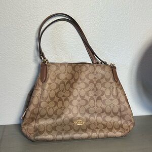 Coach Brown Signature Canvas Shoulder Tote Hallie N° B2179 F80298